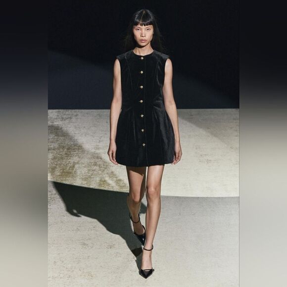 NWT ZARA PEPLUM VELVET DRESS ZW COLLECTION - Picture 1 of 12